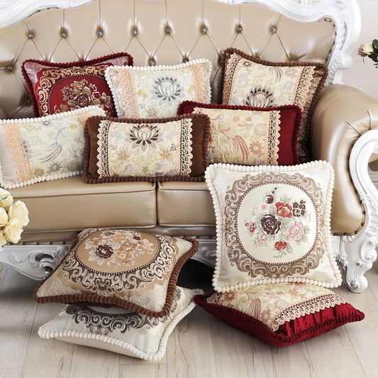 HKM-782163 Embroidered Jacquard Cushion Cover in Mixed Fabric – Available in 50x50CM and 60x60CM Sizes