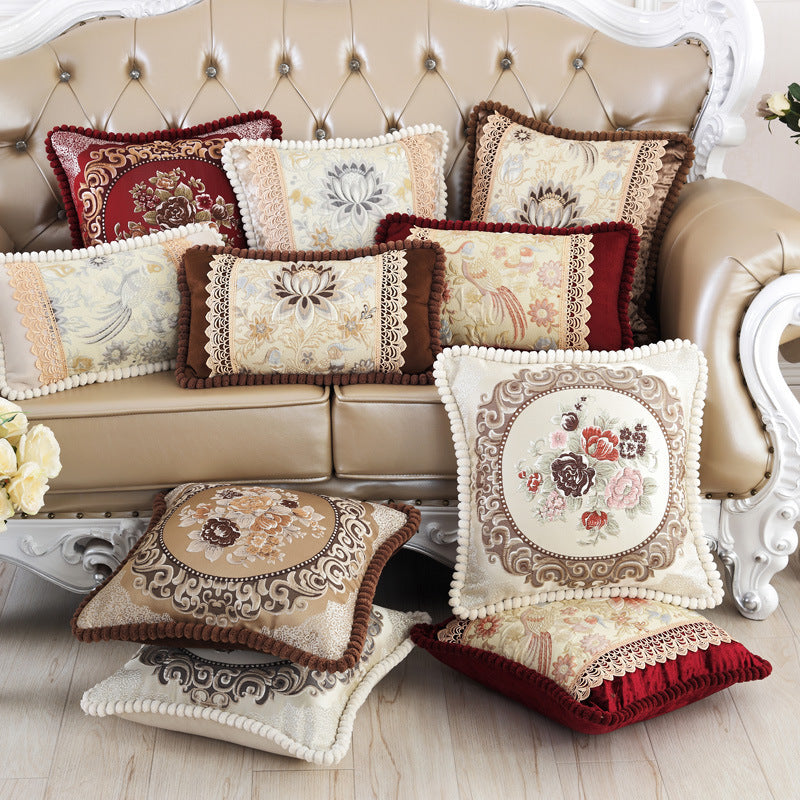 HKM-782163 Embroidered Jacquard Cushion Cover in Mixed Fabric – Available in 50x50CM and 60x60CM Sizes