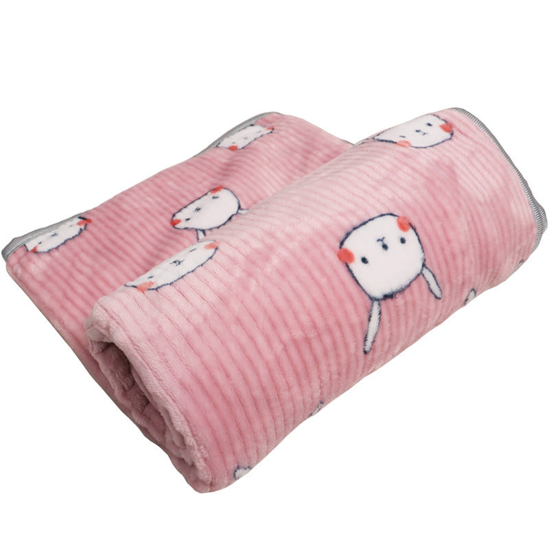 HKM-7822909 Cartoon Printed Flannel Coral Pet Blanket - Available in Various Designs and Sizes