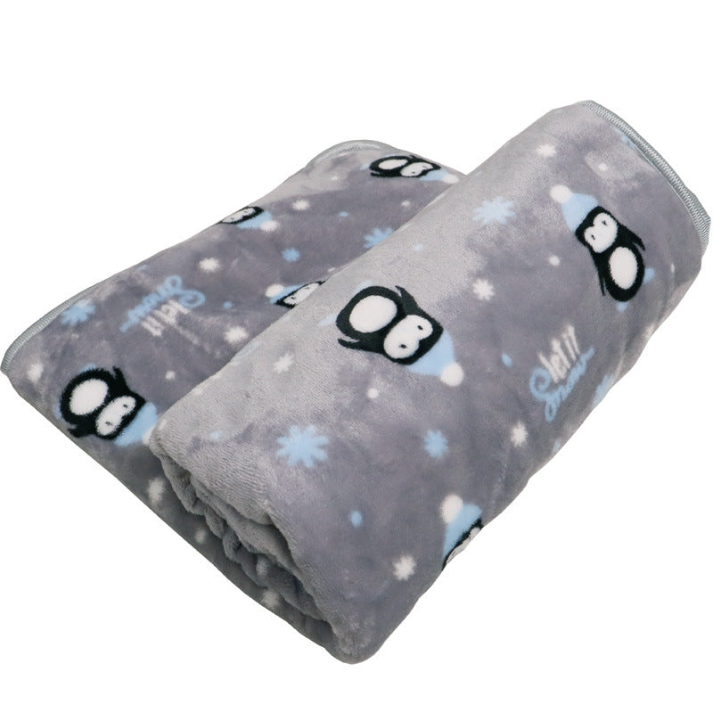 HKM-7822909 Cartoon Printed Flannel Coral Pet Blanket - Available in Various Designs and Sizes
