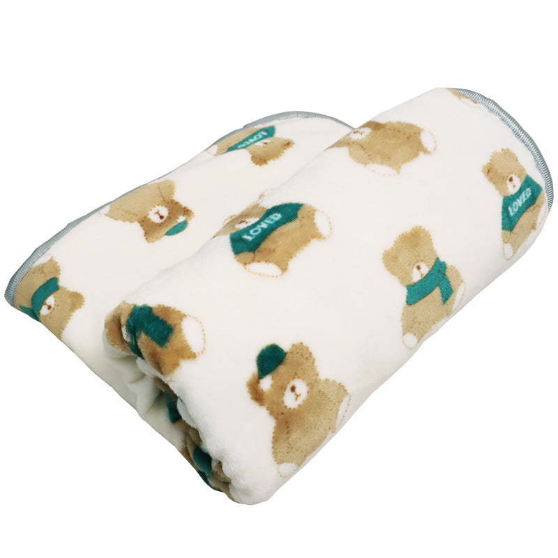 HKM-7822909 Cartoon Printed Flannel Coral Pet Blanket - Available in Various Designs and Sizes