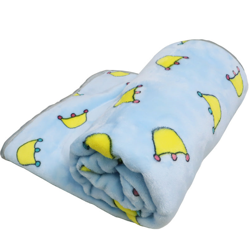 HKM-7822909 Cartoon Printed Flannel Coral Pet Blanket - Available in Various Designs and Sizes