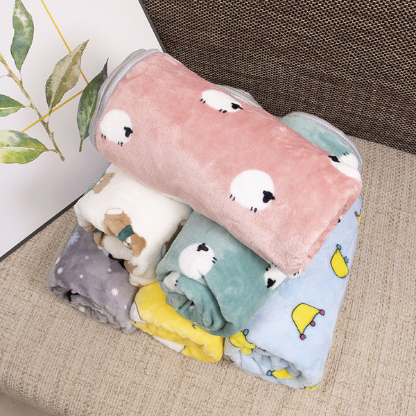 HKM-7822909 Cartoon Printed Flannel Coral Pet Blanket - Available in Various Designs and Sizes