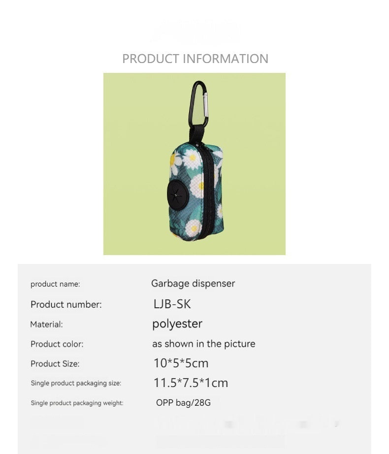 HKM-7823293 Pet Travel Dog Waste Dispenser with Storage in Daisy and Leopard Print
