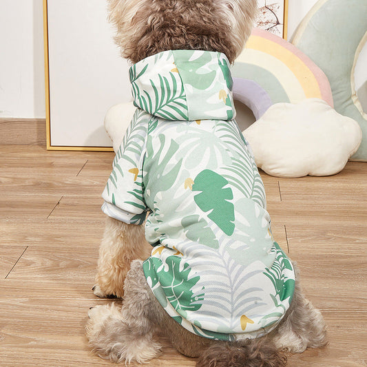 HKM-782355 Hawaiian Style Palm Leaf Hoodie for Pets - Comfortable and Stylish Sweater