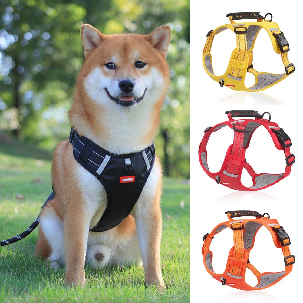 HKM-7823677 Breathable Nylon No-Pull Dog Harness with Adjustable Fit and Reflective Strip for Safe Outdoor Use