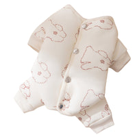 HKM-7825597 Cozy Bear Printed Cotton Jumpsuit for Small and Medium Dogs, Perfect for Autumn and Winter