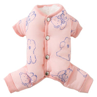 HKM-7825597 Cozy Bear Printed Cotton Jumpsuit for Small and Medium Dogs, Perfect for Autumn and Winter