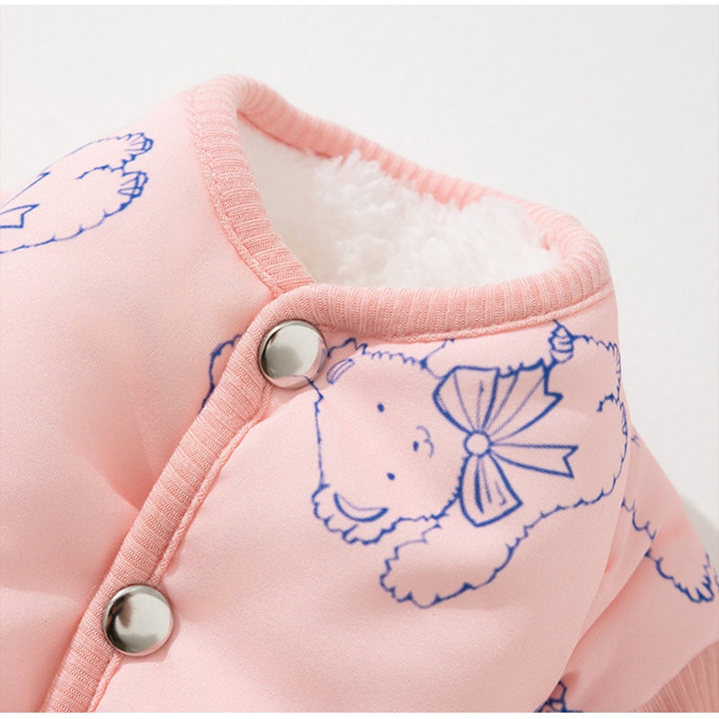 HKM-7825597 Cozy Bear Printed Cotton Jumpsuit for Small and Medium Dogs, Perfect for Autumn and Winter