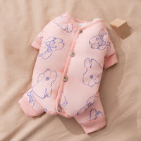 HKM-7825597 Cozy Bear Printed Cotton Jumpsuit for Small and Medium Dogs, Perfect for Autumn and Winter