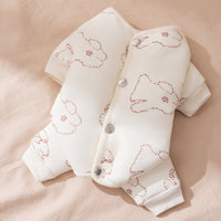 HKM-7825597 Cozy Bear Printed Cotton Jumpsuit for Small and Medium Dogs, Perfect for Autumn and Winter