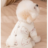 HKM-7825597 Cozy Bear Printed Cotton Jumpsuit for Small and Medium Dogs, Perfect for Autumn and Winter