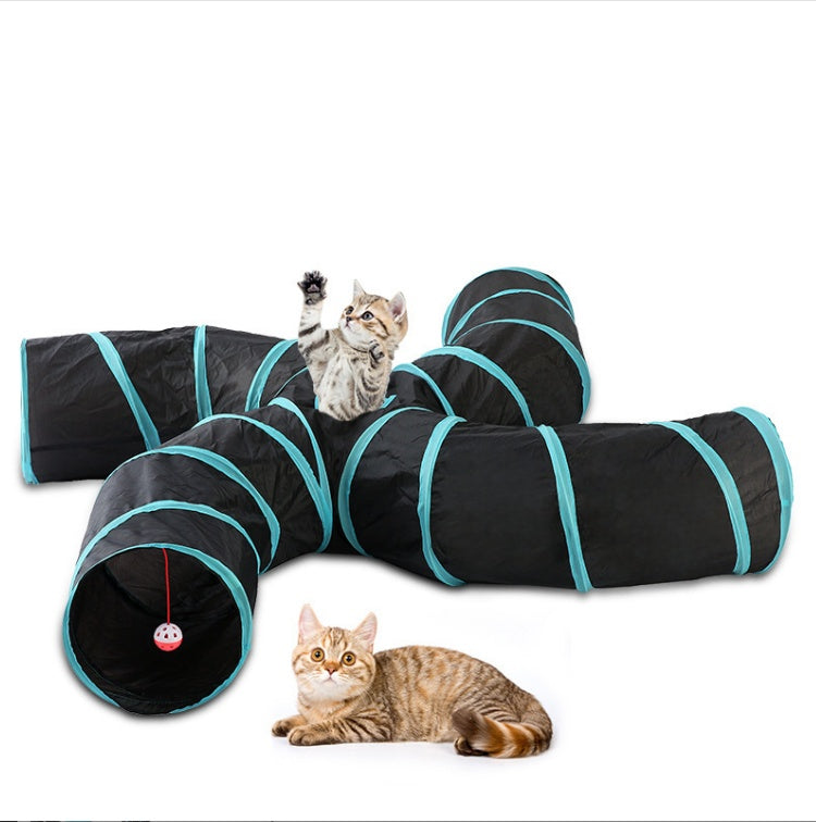 HKM-7825853 Collapsible Pet Tunnel S-Type Four-Way Cat Play Tent