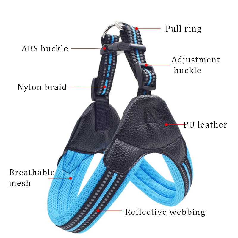 HKM-7826621 Breathable Herringbone Pet Chest Harness and Traction Rope Set, Reflective Design, Comfortable Fit for Dogs