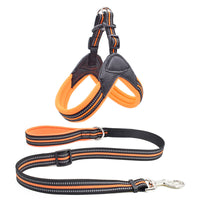HKM-7826621 Breathable Herringbone Pet Chest Harness and Traction Rope Set, Reflective Design, Comfortable Fit for Dogs
