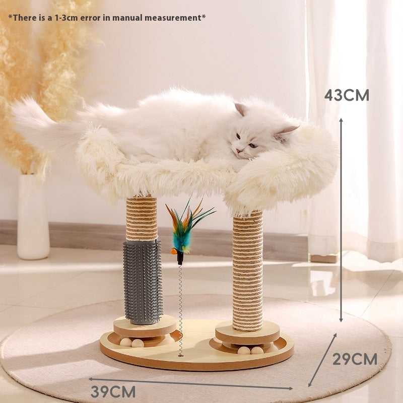 HKM-7827005 Cat Scratch Board Toy Turntable with Teasing Balls for Cats - Solid Wood Design