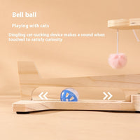 HKM-7827005 Cat Scratch Board Toy Turntable with Teasing Balls for Cats - Solid Wood Design