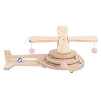 HKM-7827005 Cat Scratch Board Toy Turntable with Teasing Balls for Cats - Solid Wood Design