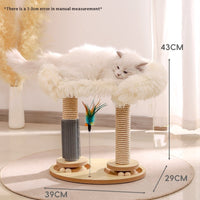 HKM-7827005 Cat Scratch Board Toy Turntable with Teasing Balls for Cats - Solid Wood Design