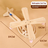 HKM-7827005 Cat Scratch Board Toy Turntable with Teasing Balls for Cats - Solid Wood Design