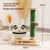 HKM-7827005 Cat Scratch Board Toy Turntable with Teasing Balls for Cats - Solid Wood Design