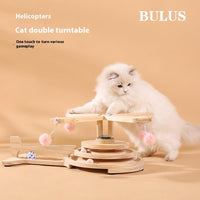 HKM-7827005 Cat Scratch Board Toy Turntable with Teasing Balls for Cats - Solid Wood Design