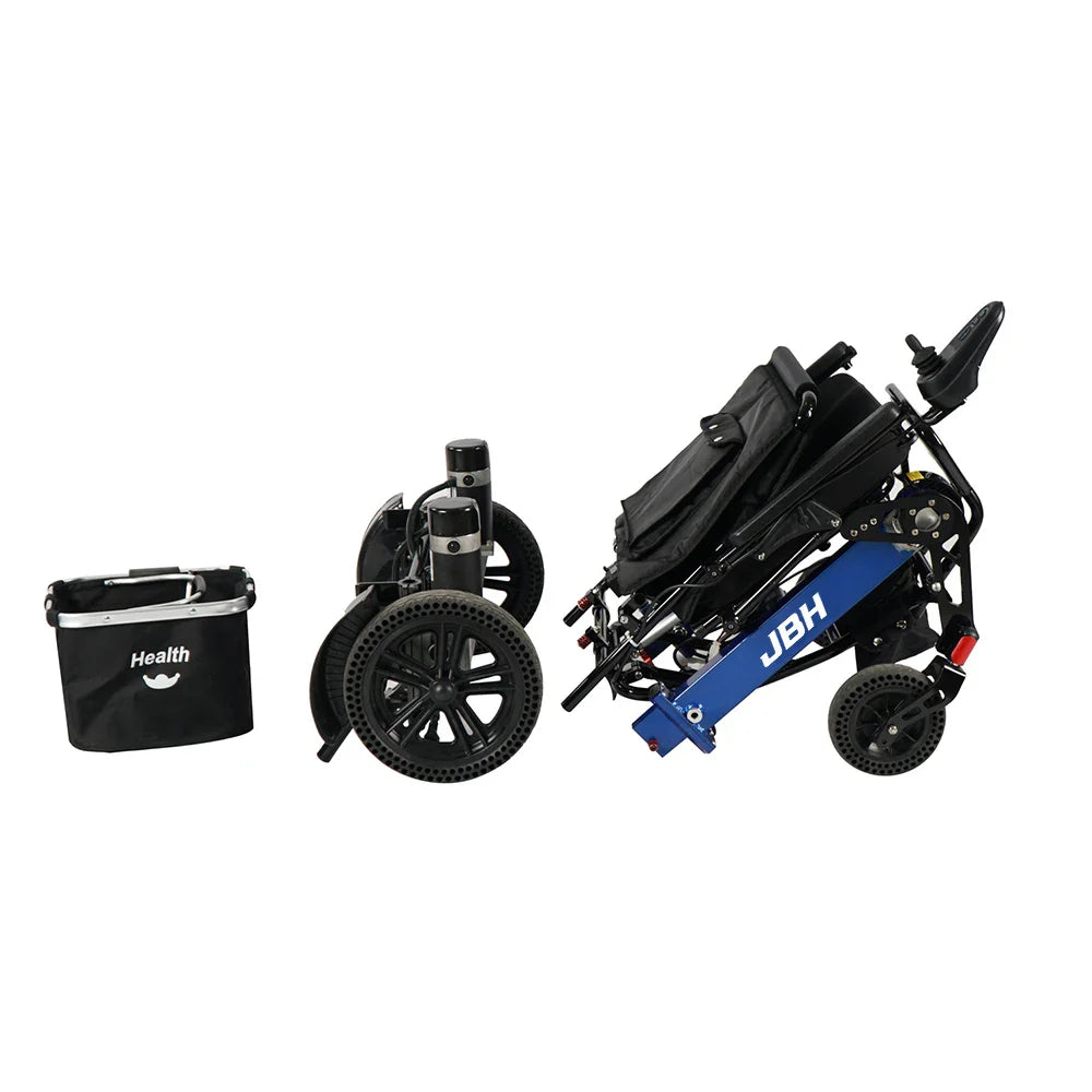 HKM-782803 Lightweight Foldable Electric Wheelchair with Removable Battery and Aluminum Alloy Frame