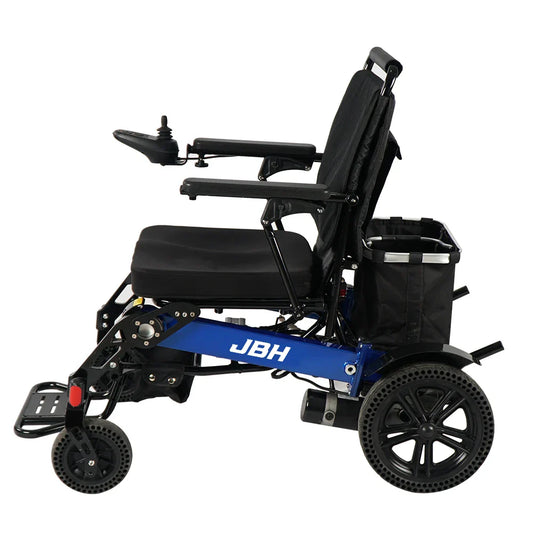 HKM-782803 Lightweight Foldable Electric Wheelchair with Removable Battery and Aluminum Alloy Frame