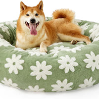 HKM-7828285 Cozy Calming Cat Bed - Round Donut Design with Shaggy Plush and Anti-Slip Base for Indoor Cats