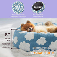 HKM-7828285 Cozy Calming Cat Bed - Round Donut Design with Shaggy Plush and Anti-Slip Base for Indoor Cats