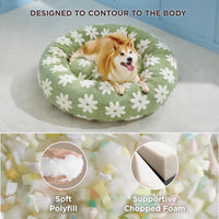 HKM-7828285 Cozy Calming Cat Bed - Round Donut Design with Shaggy Plush and Anti-Slip Base for Indoor Cats