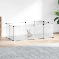 HKM-7828413 Spacious Small Animal Cage 144x74x46.5 cm with Black and Transparent Panels, PP and Steel Material