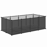 HKM-7828413 Spacious Small Animal Cage 144x74x46.5 cm with Black and Transparent Panels, PP and Steel Material