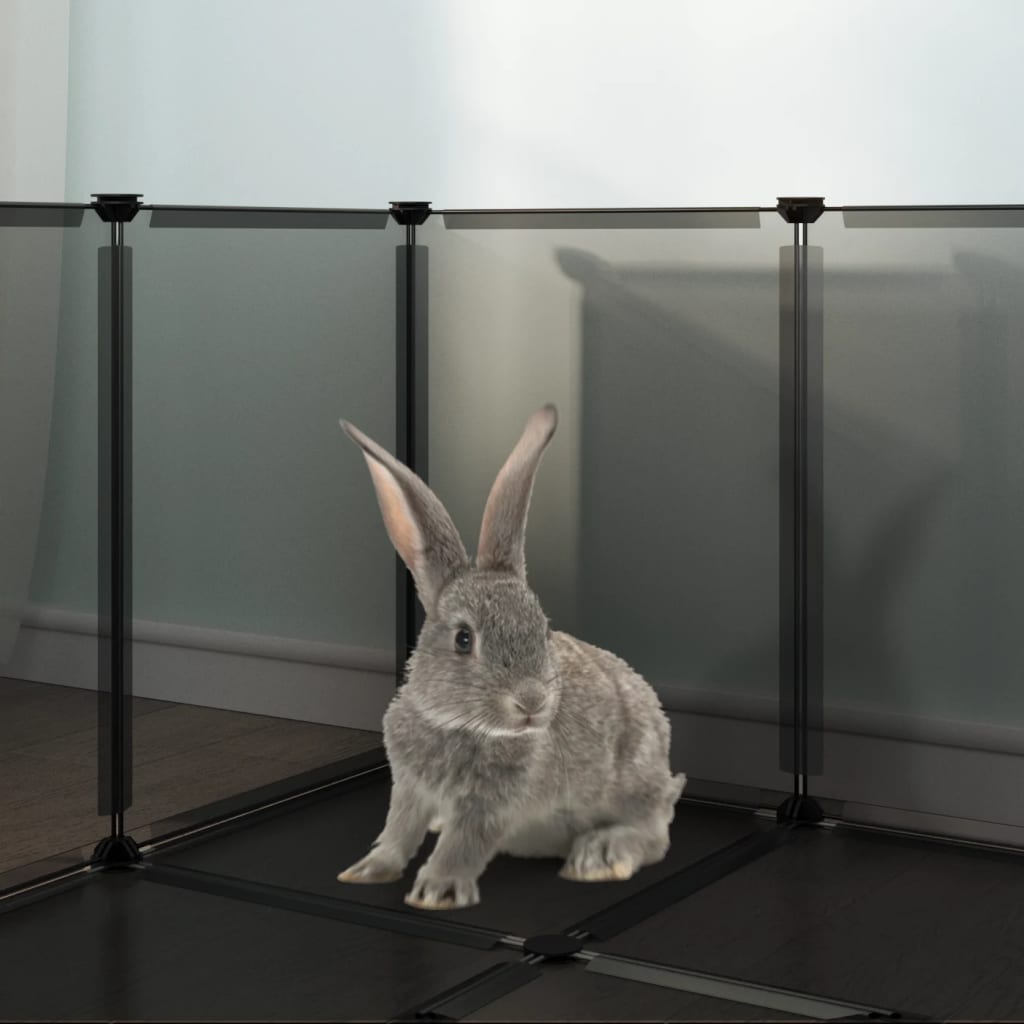 HKM-7828413 Spacious Small Animal Cage 144x74x46.5 cm with Black and Transparent Panels, PP and Steel Material