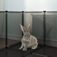 HKM-7828413 Spacious Small Animal Cage 144x74x46.5 cm with Black and Transparent Panels, PP and Steel Material