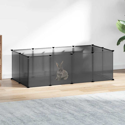 HKM-7828413 Spacious Small Animal Cage 144x74x46.5 cm with Black and Transparent Panels, PP and Steel Material