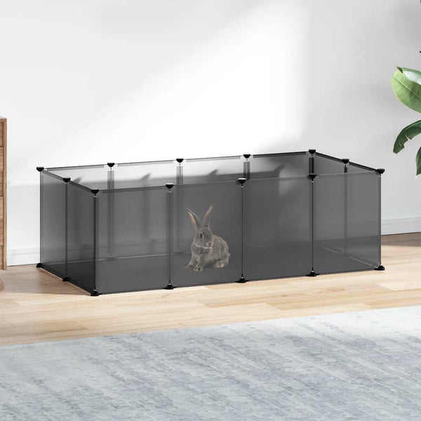 HKM-7828413 Spacious Small Animal Cage 144x74x46.5 cm with Black and Transparent Panels, PP and Steel Material