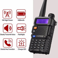 HKM-782995 Baofeng UV-5R Dual-Band Walkie Talkies with 128 Channels and Emergency Features