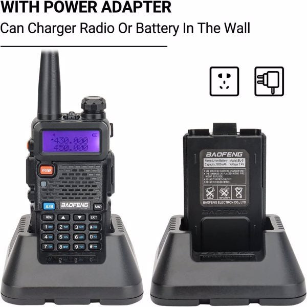 HKM-782995 Baofeng UV-5R Dual-Band Walkie Talkies with 128 Channels and Emergency Features