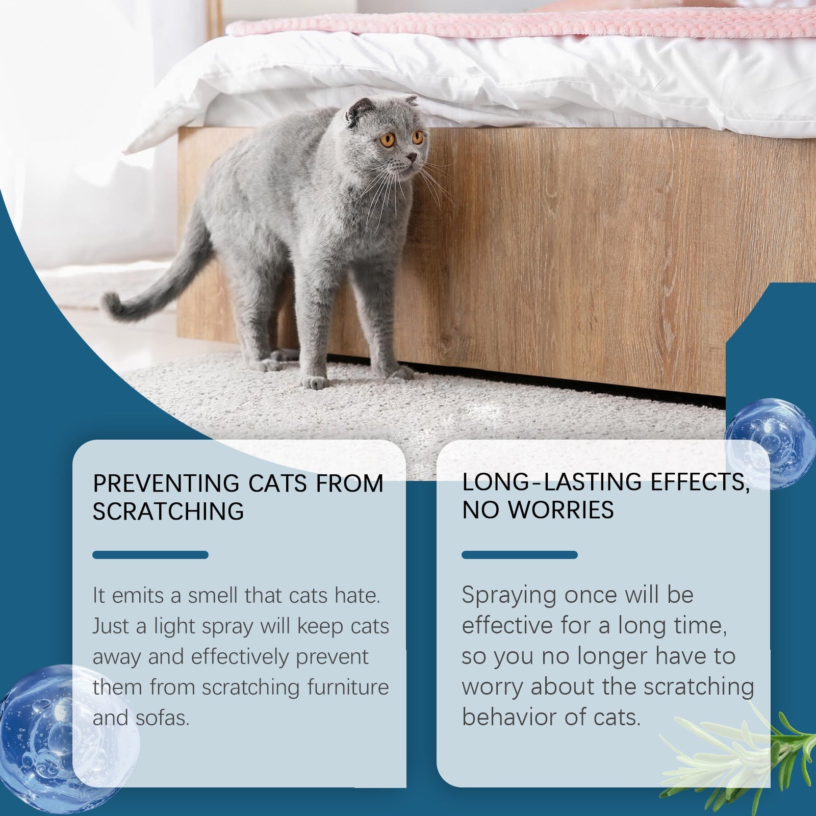 HKM-7830077 Indoor Cat Drive Spray - Pet Insect Repellent with Rosemary, Citrus, Garlic, and Mint Extracts - 100ml