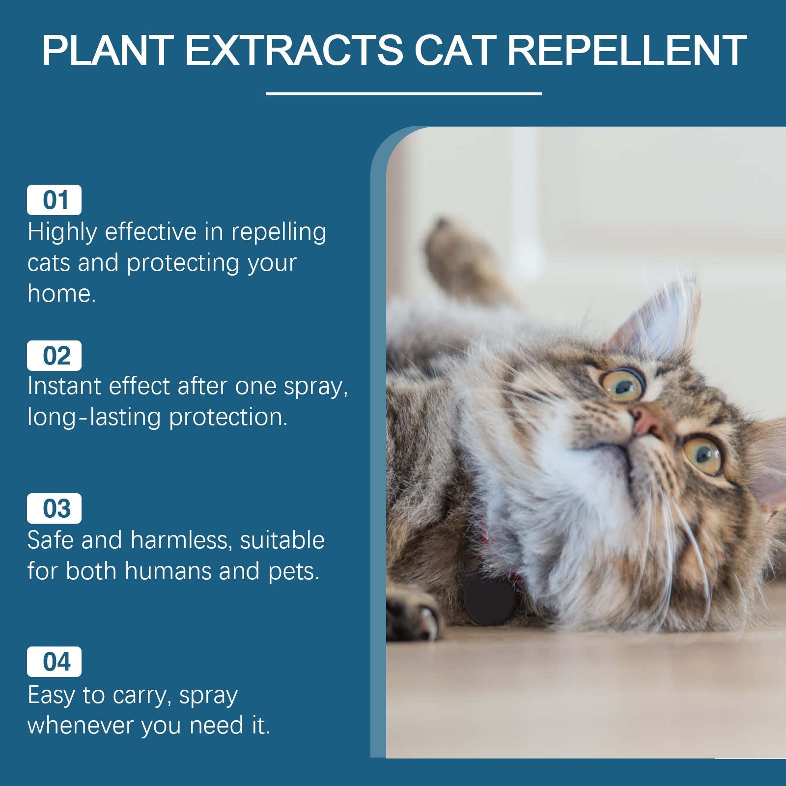 HKM-7830077 Indoor Cat Drive Spray - Pet Insect Repellent with Rosemary, Citrus, Garlic, and Mint Extracts - 100ml