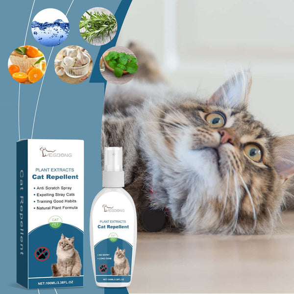 HKM-7830077 Indoor Cat Drive Spray - Pet Insect Repellent with Rosemary, Citrus, Garlic, and Mint Extracts - 100ml
