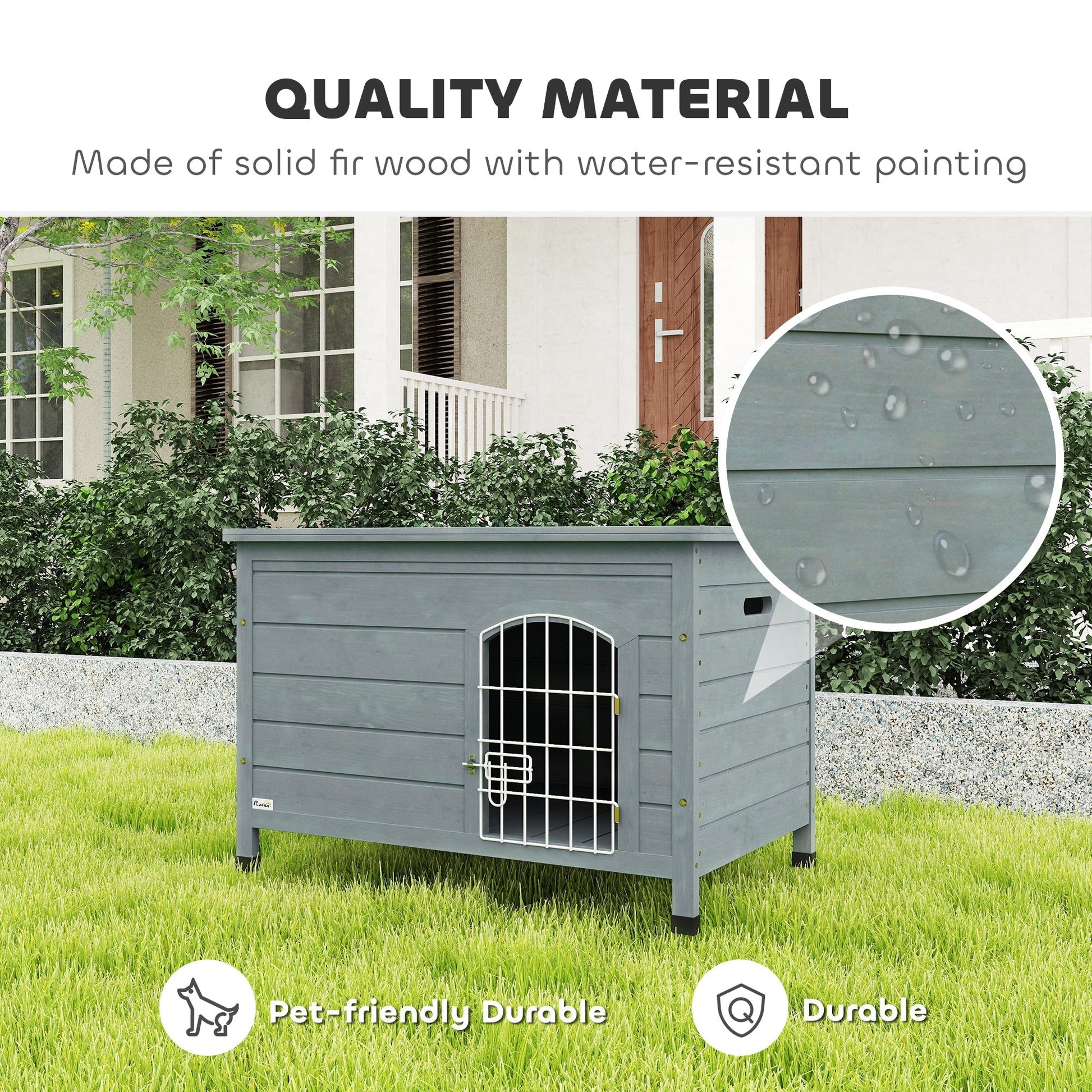 HKM-7830461 Elegant Indoor Dog Kennel with Removable Bottom, Wire Door & Lock - Fits Small Dogs Up to 22 lbs