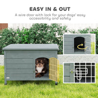HKM-7830461 Elegant Indoor Dog Kennel with Removable Bottom, Wire Door & Lock - Fits Small Dogs Up to 22 lbs