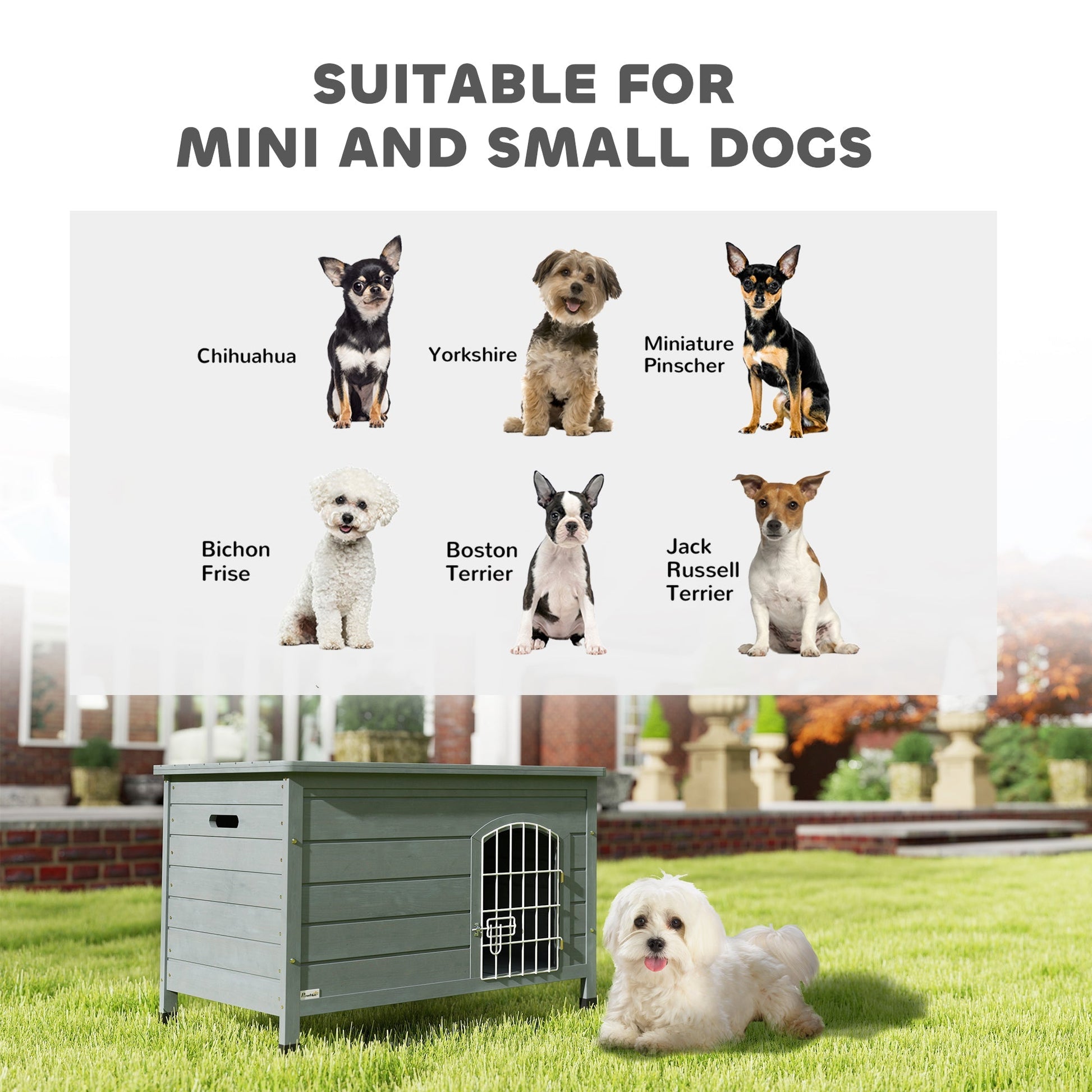 HKM-7830461 Elegant Indoor Dog Kennel with Removable Bottom, Wire Door & Lock - Fits Small Dogs Up to 22 lbs