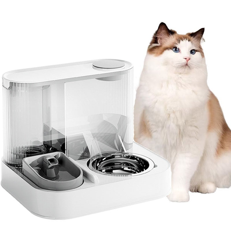 HKM-7830589 2-in-1 Automatic Cat Feeder and Water Dispenser for Dogs and Cats, 1L Water Capacity, 2L Food Capacity