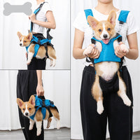 HKM-783123 3-in-1 Multifunctional Pet Backpack and Chest Harness in Blue and Grey