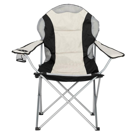 HKM-783123 Grey Iron Frame Camping Chair with Off-White Fabric