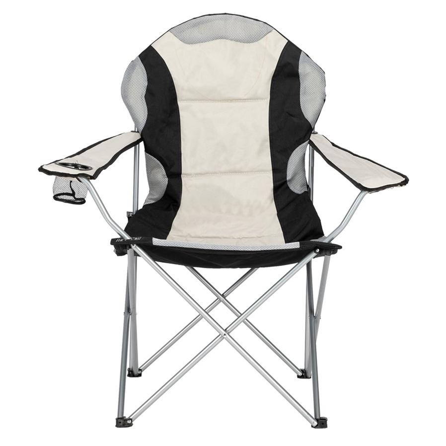 HKM-783123 Grey Iron Frame Camping Chair with Off-White Fabric