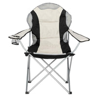 HKM-783123 Grey Iron Frame Camping Chair with Off-White Fabric
